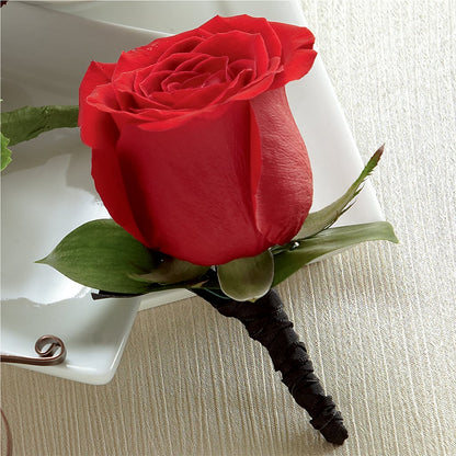 Red Rose Boutonniere –  Princess Flowers, Las Vegas NV